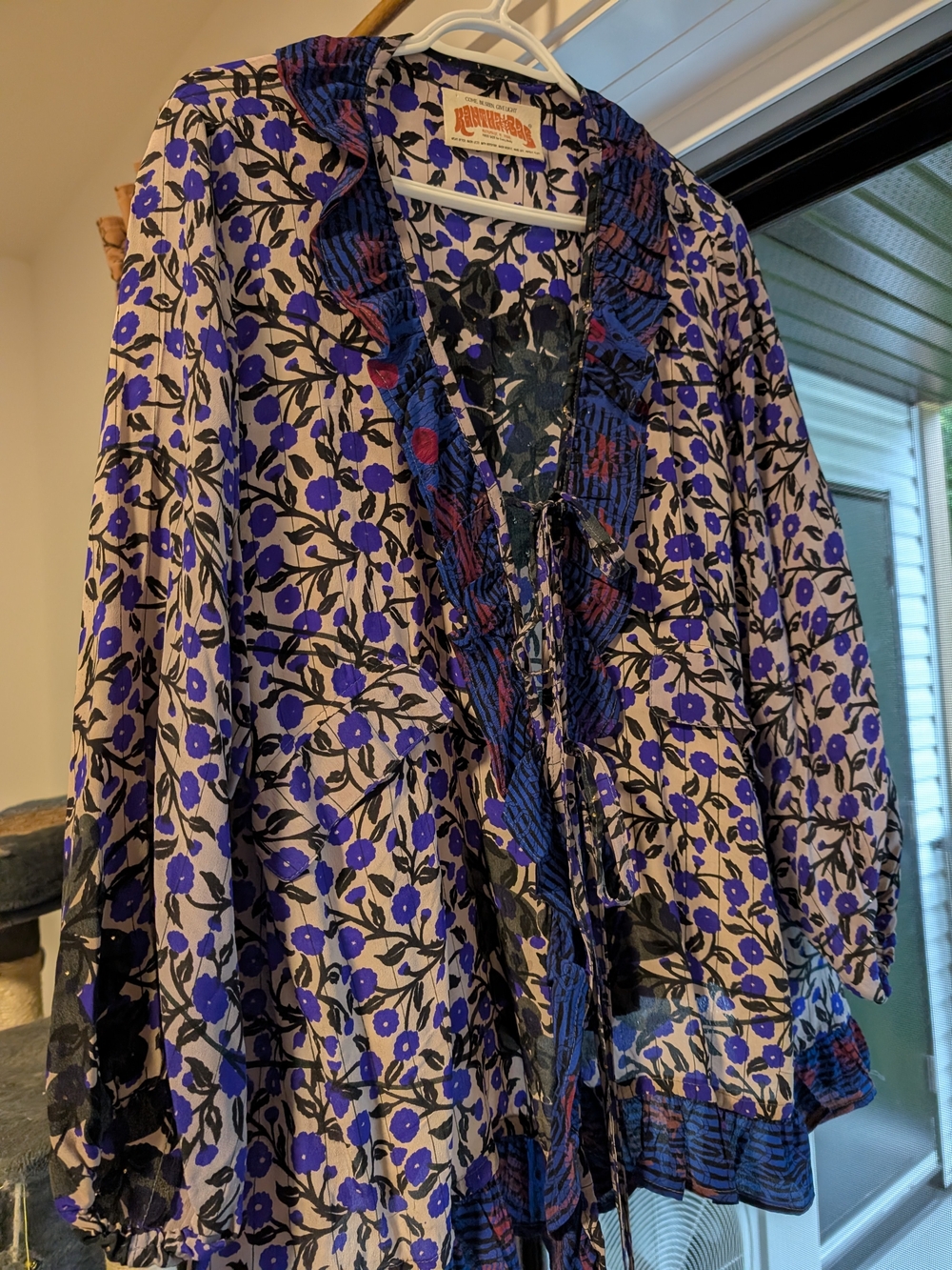 Anthropologie Purple Floral Ruffle Jacket